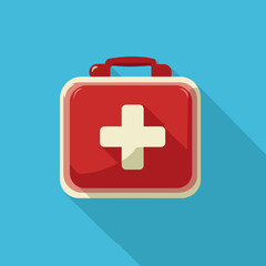 Obraz premium Modern First Aid Kit on a Vibrant Background