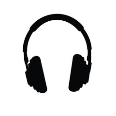 Black silhouette headphones music audio icon