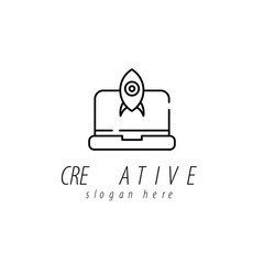 Creative Startup. Laptop Rocket Logo Design