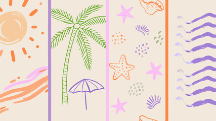 Evoking warm memories of sun kissed beaches summer escapes with colorful beach elements soft pastel