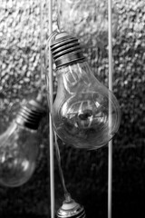 Decotative light bulbs hanging on wire	