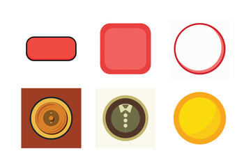 Stylized Clothing Button Icon Set – Vector Illustrations of Colorful and Decorative Buttons