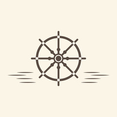 Obraz premium steering ship logo and vector template