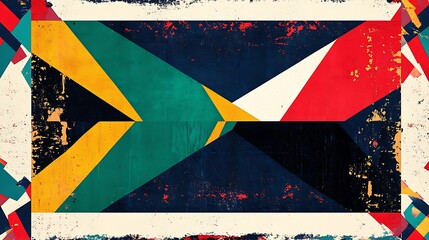 Colorful abstract design with distressed effect.