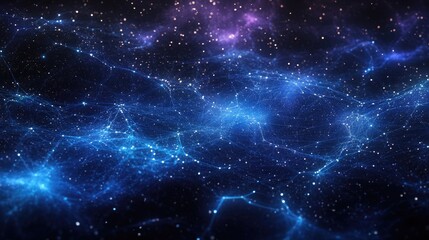Naklejka premium Abstract cosmic network with blue and purple hues illustration