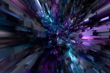 Abstract digital art, vibrant swirls of blue and purple creating a sense of depth, ideal for technology or futuristic themes.