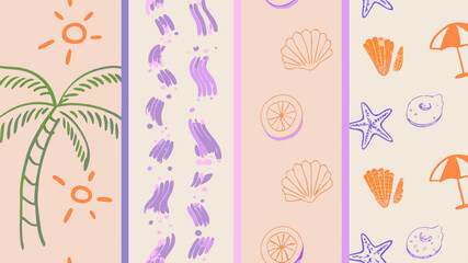 Summertime bliss Palm trees sandy footprints and seashells evoke happy beach days displayed on a