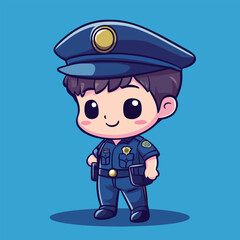 Adorable Cartoon Police Officer with Big Eyes and Uniform (2)