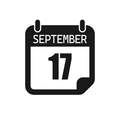 Vector icon page day calendar - 17 September month