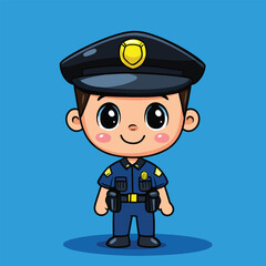 Adorable Cartoon Police Officer with Large Eyes and Uniform (1)