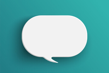 White oval speech bubble on green background