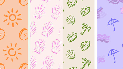 Colorful Summer Dreams a delightful montage featuring suns seashells palm trees and parasols with