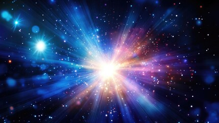 Fototapeta premium Abstract cosmic burst with vibrant colors and shining stars.