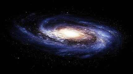 Beautiful spiral galaxy in deep space with stars on black background