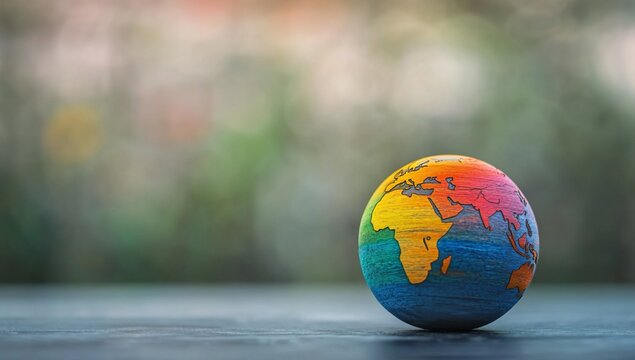 Colorful globe with nature background.
