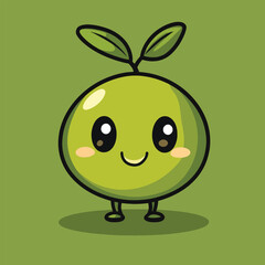 Animated Olive Character with Large Eyes and Smiling Expression
