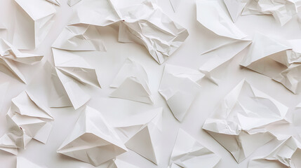 Obraz premium Abstract White Paper Texture: Minimalist Crumpled Paper Background for Creative Projects and Design, Modern Art.