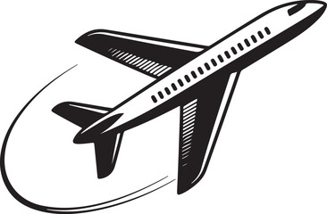 Airplane passenger travel silhouette icon. Aeroplane vector icon aircraft isolated symbol shape