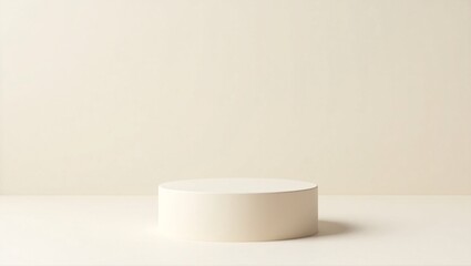 Minimalist Beige Circular Podium on White Background for Product Display or Mockup