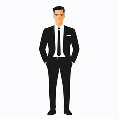 Stylish man in a suit with hands in pockets