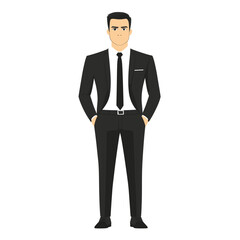 Stylish man in a suit with hands in pockets