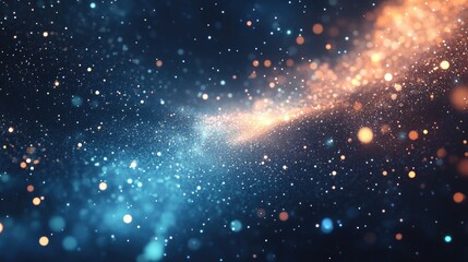 Abstract sparkling lights and bokeh effects in blue and orange tones