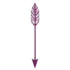 Contemporary Arrow with Clear Vector Lines in Rich Purple Isolated on Transparent Background