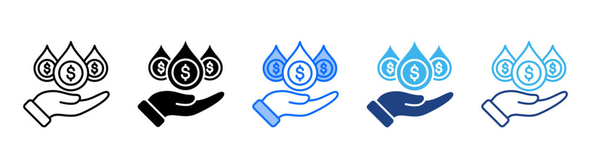 Liquidity Icon Set With Multiple Style Collection 