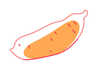 Sweet potato illustration in flat outline style. Root vegetable drawing