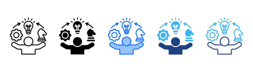 Strategy Icon Set With Multiple Style Collection 