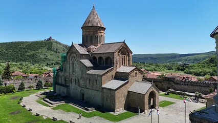 Svetitskhoveli Cathedral in north of Tbilisi, tourism in Georgia, sightseeing and is a landmark of Georgia.