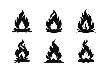 Fire Silhouette Vector Bundle – High-Quality Flame Illustrations for Designers


