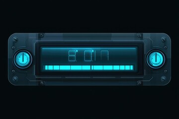 Obraz premium horizontal rectangular fill gauge for a video game user interface. transparent background. blue and white colors. Futuristic. simple crisp vector graphics. flat 2d illustration