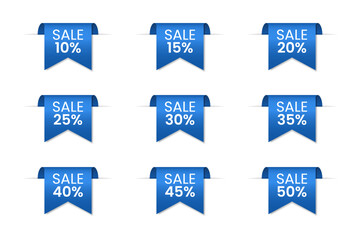 Blue Hanging Ribbon Sale Tags – Discount Labels 10% to 50%