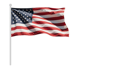 Obraz premium American Flag Waving on White Background