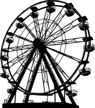 Ferris wheel line art silhouette vector illustration
