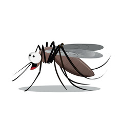 Mosquito cartoon vector illustration. Small scared parasite clipart against white background