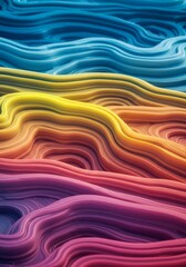 Fototapeta premium Abstract Colorful Wave Pattern - Vibrant abstract of flowing, layered waves in a spectrum of colors, from blues and yellows to reds and purples