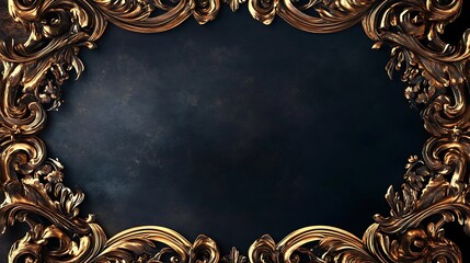 Ornate golden frame with dark background.