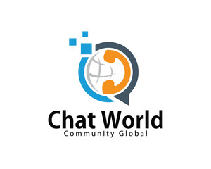 Obraz premium chat logo creative global calling design concept technology network connect business