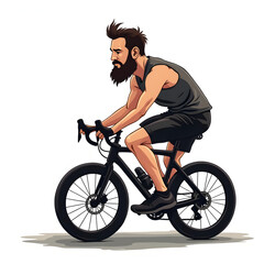 Obraz premium Beard gym bodybuilder man cycling vector illustration background isolated white 