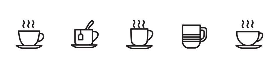 Coffee line icon set. Beans bag, roasting, turkish cezve, drip pods, percolator, chorreador, filters, capsules, espresso vector illustrations, coffee beans. Simple outline signs for cafe menu