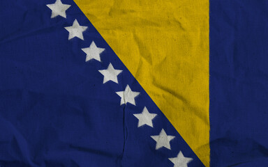 Flag of Bosnia and Herzegovina Featuring Stars on a Blue and Yellow Field