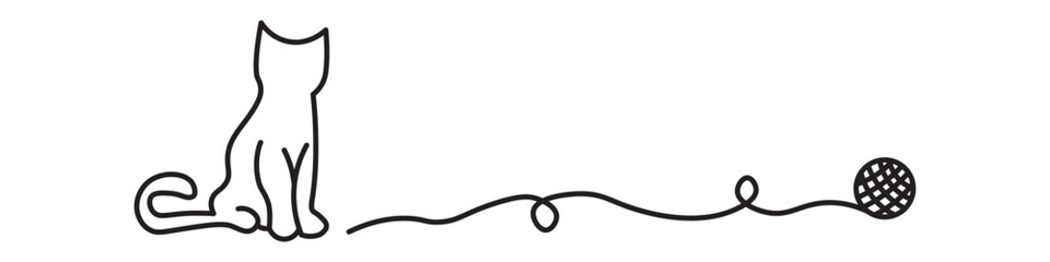 Cute Cat single line art vector illustration. Continuous one line drawing of cat