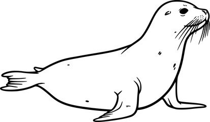 Obraz premium harbor seal line art silhouette vector illustration 
