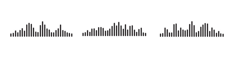 Set sound waves sign, musical sound wave collection icon, digital and analog line waveforms, electronic signal, voice recording, equalizer - stock vector