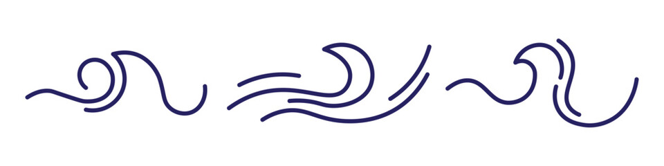 Blue waves icon vector set. Wave illustration sign collection. ocean symbol. water logo.