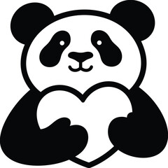 Obraz premium Panda Holding Heart Kids Wall Art, Love Panda Clipart for Nursery Prints
