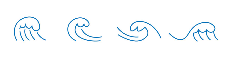 Obraz premium Blue waves icon vector set. Wave illustration sign collection. ocean symbol. water logo.
