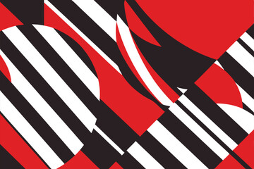 Abstract geometric red black and white strips and shapes background design